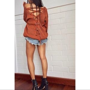 * Lace Up Pullover Knit *